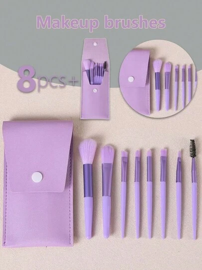 8-Piece Convenient Travel Makeup Brush Set, Along With A Storage Bag, Soft Bristle Eyeshadow Makeup Brush, Portable Concealer Brush, Beauty Tools. Made Of Soft Synthetic Fibers, Easy To Use, Suitable For Beginners And Makeup Experts. Ultra-Soft Travel-Sized Beginner Blush Brush, Eyeshadow Brush Beauty Tools.,Brush Set,Makeup Brush Kit,Make Up Brush Set,Make Up Set Complete,Makeup Brush Set,Complete Makeup Kit,Brush Kit,Brushes Makeup Set,Makeup Gift Set,Set