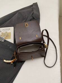 Bolso cuadrado pequeño de moda otoño 2025 para mujer, bolso bandolera retro, bolso de hombro con textura única estilo coreano con colgante