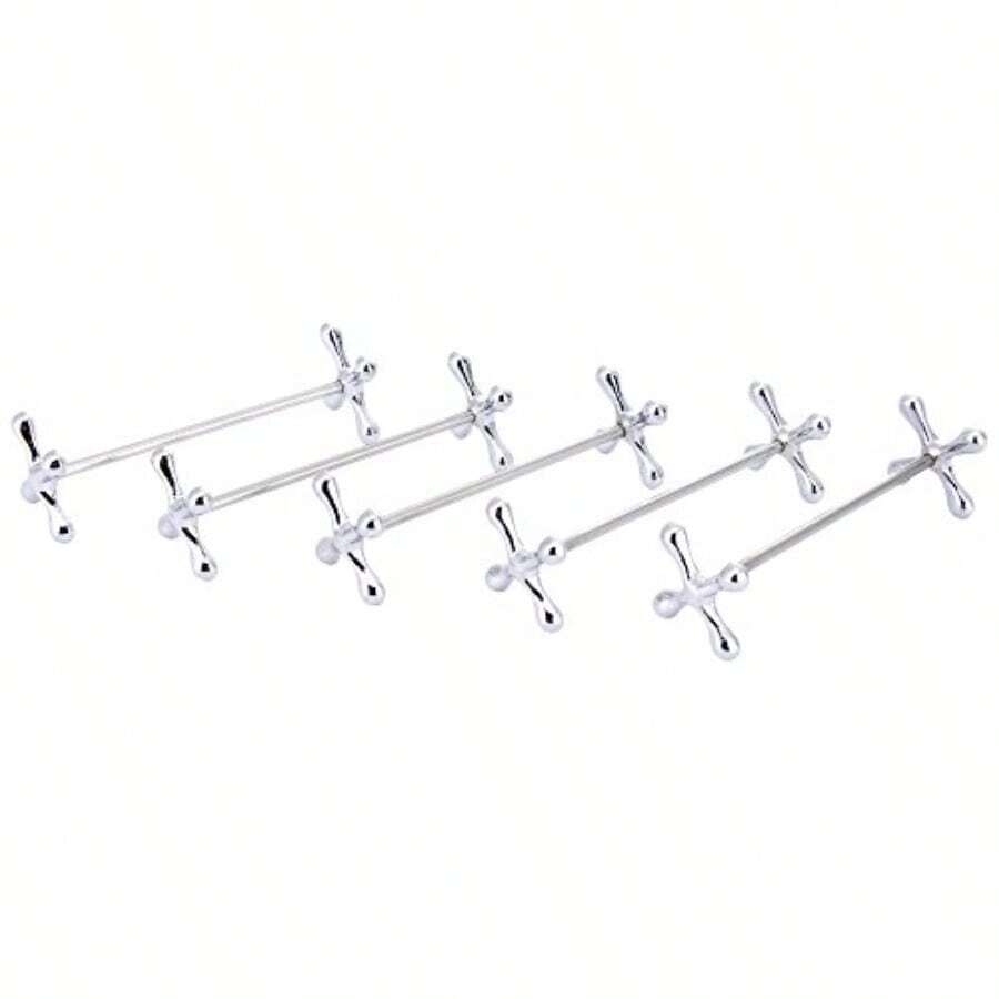 Funnuf Silver Zinc Alloy Flower Chopsticks Rest Spoons Stand Forks Knifes Holder Pack of 5 - como en la foto - Ver 1