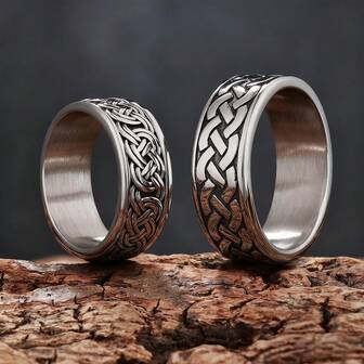 1 Piece Retro Waterproof Stainless Steel Hollow Cross Infinite Irish Knot Band Ring For Man Women