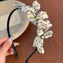 1pc Women's High-Quality Polka Dot Headband  - Sweet Bowknot & Bling Details, Soft Durable Material, Vintage  Hairwear, Ideal Daily Accessory & Birthday Gift - Màu be - Xem 10