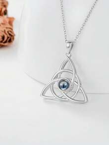 1pc 925 Sterling Silver Simple Witch Knot Pendant Necklace, Suitable For Women's Daily Wear, Gift For Girlfriend, Wife, Mother On Birthday, Anniversary - Silver - View 6