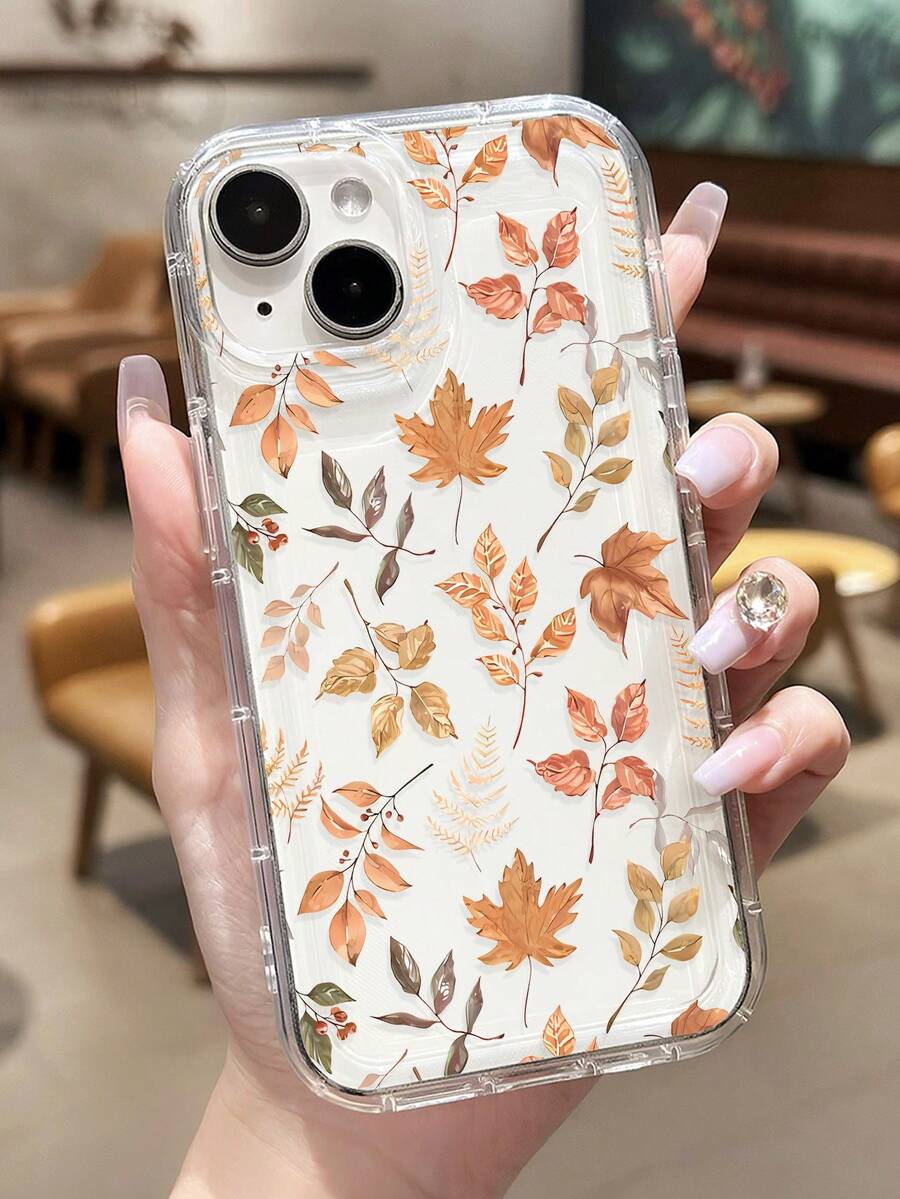 Coque de téléphone souple et transparente à motif de feuilles d'érable colorées vintage d'automne, compatible avec iPhone 11/12/13/14/15/16 Pro Max - Multicolore - Voir 1