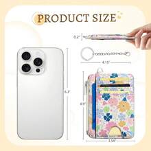 Pastel Flowers Credit Card Holder Small Wallet Women, Floral Slim RFID Blocking Wallet Woman Keychain With Zipper Coin Pocket, Front Pocket Thin Travel Card Case With ID Window Ladies Gifts{"Color_name":"ColorFlower"} - 多色21 - 查看 6