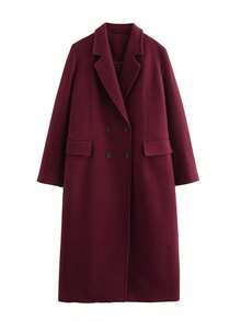 Women's Elegant Turndown Collar Fashion Commuter Casual Wool Blend Coat, Suitable For New Year, Wine Red - Burgundy - View 10