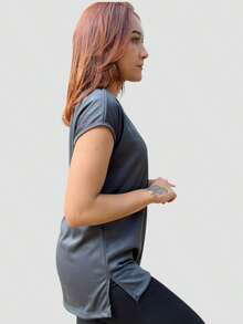 Women's Butt Cover Dry Fit Top, Leg Wear, Gym Fitness - 灰色 - 查看 3