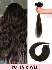 Seamless Invisible Tape-In Human Hair Extensions - No Glue, Natural Straight Hair, 12-20 Inches, Salon Quality