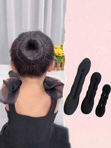 Bộ 1/2/3/5/6 dụng cụ tạo búi tóc cho bé gái, dụng cụ tạo kiểu búi tóc hình bánh donut cho trẻ em, dụng cụ tạo kiểu búi tóc bồng bềnh, phụ kiện tóc. - màu đen - Xem 3