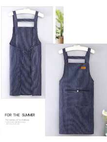 男女通用棉质围裙，耐用透气围兜，防尘腰围，高品质厨房/家居工作服 - 彩色 - 查看 5