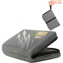 Cojn de asiento de avin porttil para mayor comodidad, almohadilla plegable para estadio con almohadilla de asiento de tela transpirable, perfecto para vuelos largos, oficina, campamento - Tamaño estándar - 15,7'' + Gris Oscuro - Ver 2