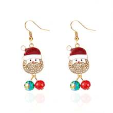 Nuovi orecchini pendenti a forma di Babbo Natale con diamanti per donne, moda versatile, cristallo di alta qualità, regalo di Natale, ganci per orecchie da donna