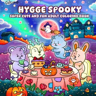 GDTME A 24-Page Pearlescent Thick Paper Coloring Book For Adults And Kids, Featuring Cute And Simple Illustrations,Fall,Halloween