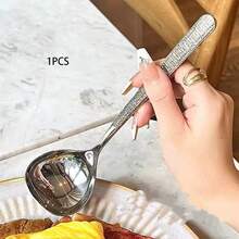 超大不锈钢餐勺，长柄大汤勺，抛光表面耐用厚实设计，适用于家庭、酒店、自助餐厅和餐厅，耐用厨具，烹饪，自助餐勺 - 銀色 - 查看 17