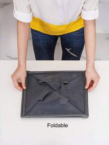 1 PIEZA Cesto de ropa negra y blanca de malla, cesto de almacenamiento de ropa sucia portátil y plegable de doble capa, minimalista, a prueba de humedad y transpirable, organizador para dormitorio, dormitorio, viaje y uso diario - Multicolor - Ver 4