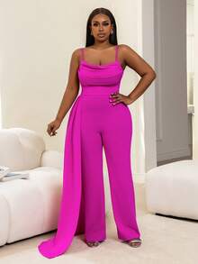 Faeriesty Chic Elegant Party Jumpsuit With Thin Spaghetti Straps | Perfect For Red-Carpet Events, Disco-Themed Parties, Concert Performances, And Glam Evening Receptions
