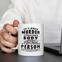 1 Piece It's Just Ceramic Coffee Mug - Humorous Insulated Reusable Cup, Washable, Suitable All Beverages, - 黑色 - 查看 11