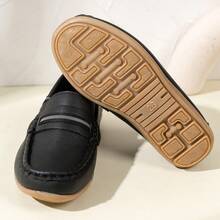 2025新款英伦风儿童休闲百搭软底一脚蹬乐福鞋，带编织带 - 黑色 - 查看 7