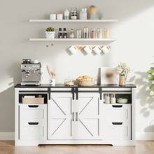 CuisinSmart Farmhouse TV Stand For Up To 70 Inch TVs,Entertainment Center With Sliding Barn Door,Modern Media Console With 4 Drawers,Wood TV Stands For Living Room - White - View 2