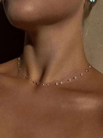 1 pieza Collar minimalista de moda con perla de gota de agua falsa, adecuado para mujeres en cualquier ocasión