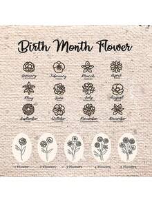 1pc Custom Birth Flower Ring, Rounded Edge Wrap Ring, Custom Engraved Open Style Ring, Floral Signet Ring, Personalized 1-5 Flower Bouquet Rings, Matching Rings For Besties - Multicolor - View 7