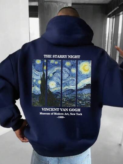 بلوزة هوديي بطبعة سماء نجمية متعددة الاستخدامات، للرجال، للخريف والشتاء