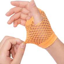 Fishnet Fingerless Gloves Mesh Arm Sleeves Fish Net Arm Sleeves EMO Gloves For Women In Theme Party Scene Accessories{"Size_name":"Short","Color_name":"#9-Orange(Short)"} - 多色26 - 查看 3