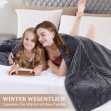 Heizdecke mit Abschaltautomatik  Elektrische Wärmedecke Heizdecke, 6 Temperaturstufen und Überhitzungsschutz, Grau 130*180 cm