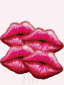 4 件巨型红色唇膏唇气球套装 2 件唇膏 2 件唇膏气球单身派对用品化妆气球生日新娘送礼会女孩水疗派对用品可爱唇膏和唇膏气球，圣诞节 - 粉色 - 查看 5