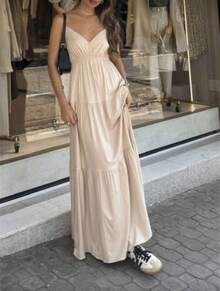 Women's Long Dress With Loose Straps, Light Summer - 米色 - 查看 2