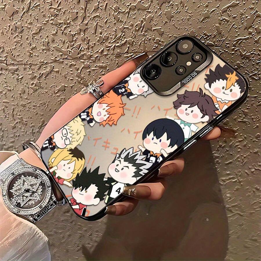 Estuche para Teléfonoóvil de la Colección de Personajes de Voleibol Sangre Caliente Adecuado para S25 S24 S23 S22 S21 S20 FE Ultra Plus 4G 5G, Cubierta Trasera Anticaída y Mate - Negro - Ver 1