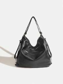 Geantă de damă nouă, rucsac multifuncțional din piele moale, stil motociclist, elegant, cu buzunar cu fermoar, capacitate mare Y2K punk