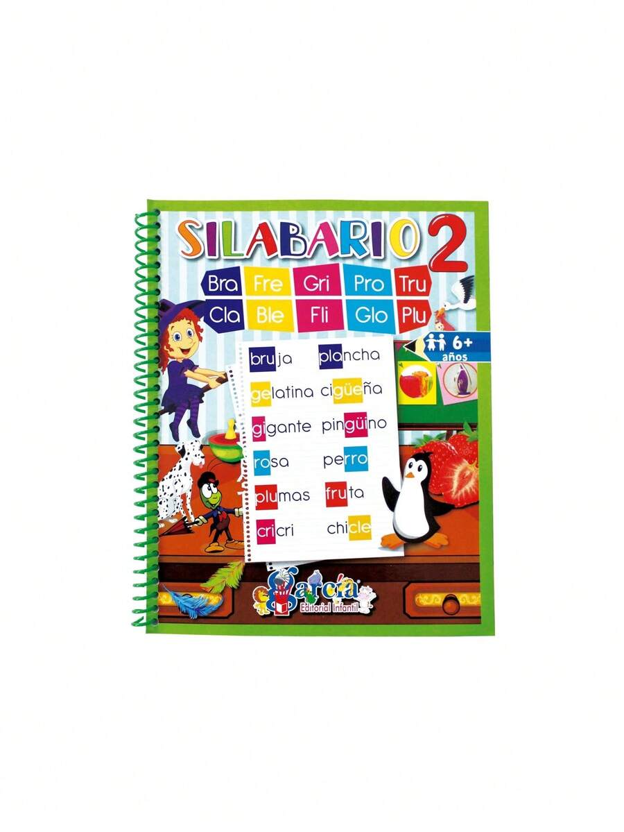Silabario 2 con Espiral - Editorial Garcia - étodo Silábico para Niños de 6 8 ños - Aprendizaje de Lectura Inicial - Multicolor - Ver 1