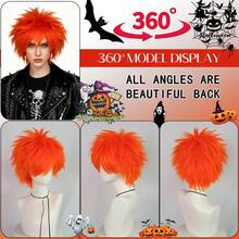 Perruque avec frange droite courte et volumineuse, perruque de cosplay unisexe pour anime, disponible en plusieurs couleurs, perruque avec frange en fibre synthétique résistante à la chaleur, apparence naturelle, haute densité, sans colle nécessaire, confortable à porter, fabriquée en fibre résistante à la chaleur, pour le quotidien, les vacances, les fêtes de Noël, les accessoires de scène, cadeau idéal - Multicolore - Voir 17