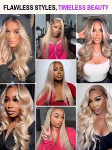 MEGALOOK Ash Blonde Ombre 13x4 Body Wave Lace Front 100% Human Hair - Transparent Lace Tiny Knots Skin Melt Ombre Color Wigs With Pre-Plucked Hairline Breathable Cap 13x4 Free Part - All Day Comfort Natural Hairline Undetectable Wig Daily Use Office Ready Party Style Y2K Baddie Vacation Outfits Outdoor Sunday's Best Cosplay Campus School Holiday Christmas Part Back To School Wedding Halloween Vibes Festival Ready Date Night Glam Wig For Women - Rooted & Ombre - View 12