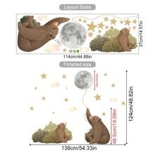 1 pièce Autocollant mural décoratif d'un monde forestier dessin animé avec lion, éléphant, girafe, singe se balançant en aquarelle. Pour la décoration de la chambre d'enfants, la garderie, la chambre. Décoration pour la Fête des enfants - Multicolore - Voir 16