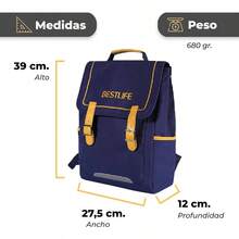 Mochila de Viaje Mochilas Escolares para Nias y Nios - Ergonomicas Mochilas para Mujer y Mochilas para Hombre - con Bolsillos para Botellas Mochila de Impermeable Mochila Escolar - Cuadernos - Azul-Amarilla - Ver 4