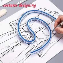 1 Stück flexibler Kurvenlineal - Doppelskala, vielseitiges Kunststoffwerkzeug für Büro und Schule, Entwurfsgestaltung, technisches Skizzieren, kompaktes Design, robuste Struktur, glatte Kanten, unverzichtbar für Zeichnen und Messen