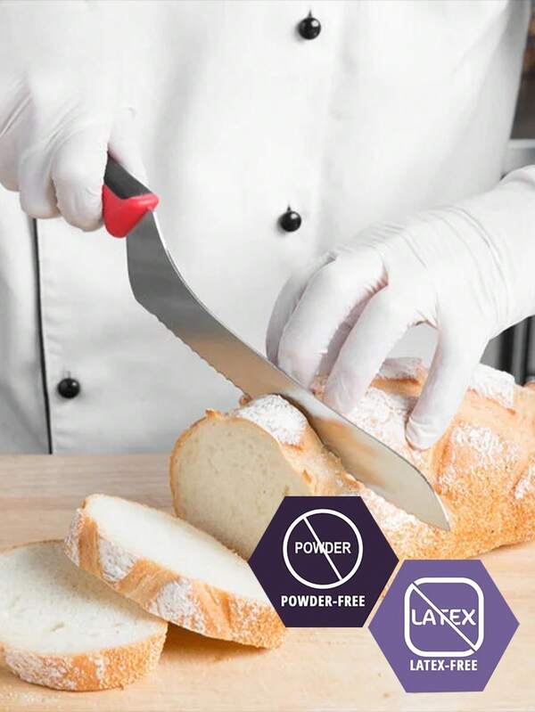 50/100pcs Disposable Nitrile Gloves, White, Oil & Water Resistant, For Cooking, Cleaning, Household Essentials