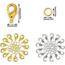 Lobster Clasps Set 200Pcs Lobster Clasps And 400Pcs Open Jump Rings Kit With Box Silver And Gold Lobster Claw Clasps For Bracelet Necklace And Jewelry Making