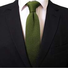 Men's Solid Color Textured Knit Skinny Ties Smart Necktie Square-Cut Finish{"Size_name":"OneSize","Color_name":"ArmyGreen"} - Multicolor27 - View 3
