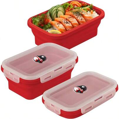 Bone Silicone Foldable Food Container Collapsible Fresh Box With Clipon Vent Plug Lid Microwave And Dishwasher  Lunch Box For Meal Prep Airtight Storage 1200ml Maru Penguin