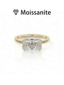 1pc Women's Wedding Ring, Minimalist Rectangular Ring, 2.6g S925 Silver, 2 Carat Moissanite, Bohemian Palace Style, Luxury Proposal Engagement Marriage Anniversary Mother's Day Gift, Comes With Moissanite Certificate And Elegant Gift Box