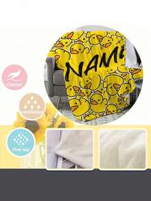 1pc Customizable Yellow Duck Name Blanket - Soft & Warm Flannel For Couch, Bed, Travel, Camping | Personalized Gift For Friends & Family,Christmas Blanket Gifts - Digital Print Comfort Breathable All-Season Multipurpose Office Dorm Nap Travel Camping Blanket Washable Cute Custom,Unique,Personalized Ideal Gifts For Family,Ideal Gifts For Friends Son,Daughter,Friends,Family Sofa,Bed,Car,Tea Room,Bedroom,Living Room,Bathroom,Dining Room, Breathable,Lightweight,Washable,Funny,Cute,Love,Soft,Comfortable,Elegant,Simple,Custom,Personalized,Unique,Ideal Gifts For Him,Ideal Gifts For Her,Him,Her,Boyfriend,Girlfriend,Dad,Mom,Family,Friends,For Anniversaries,For Mother's Day,For Birthdays,For Valentine's Day,For Graduation,For Father's Day,For Weddings,For Housewarming,Sofa,Bed,Car,Tea Room,Bedroom,Bathroom,Living Room,Dining Room - Multicolor - View 6