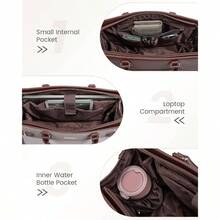 Laptop Bag Women 15.6 Inch Work Tote, Business Computer Briefcase, Waterproof PU Leather Tote Bag Teacher, Office Shoulder Tote Purse - 15,6 inch + Cà phê - Tím nhạt - Trắng hồng - Xem 8