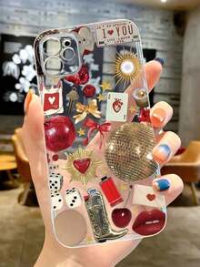 1pc Retro Funda de Teléfono con Patrón Artístico de Collage de Lazo Único, TPU Transparente, Protección Completa, Anti-Arañazos, Anti-Huellas, Compatible con iPhone 16 Pro/16 Plus, 15/15 Pro Max/15 Pro, 11/12/13/14 Pro Max, 11 Pro/11 Pro Max, 12 Pro/12 Pro Max, 13 Pro/13 Pro Max, 14 Pro/14 Pro Max, Suave, Elegante, Creativa - transparente - Ver 3