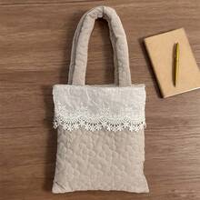 Women's Lace Patchwork Handbag Fashionable Versatile Mini Floral Purses For Daily Life, Work, Travel - 米色 - 查看 4