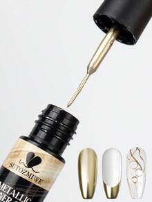 5ml 亮金属线凝胶指甲油金色银色美甲镀铬凝胶抛光镜面拉线涂鸦绘画条纹凝胶指甲饰物美甲用品内置刷子 DIY 美甲护理必需品