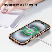 For IPhone 16 Plus Case Wave Wavy Phone Cases With Love Heart, Luxury Plating Edge Cute Curly Shape Cover For Women Girls, Thin Slim Soft TPU Rubber Shockproof Protective Cover, Dark Purple{"Color_name":"DarkPurple","Size_name":"ForiPhone16Plus-6.7inch"} - 多色9 - 查看 6