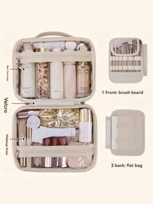 New Popular Large-Capacity Waterproof PU Leather Cosmetic Bag With Detachable Makeup Tool Storage Bag, Portable Toiletry Bag, Portable Travel Toiletries And Skin Care Product Storage Bag, Fashionable Multi-Functional High-End Travel Cosmetic Bag Large-Capacity Women's Cosmetic Bag, Suitable For Women, Wife, Mother, Aunt, Bridal Gifts, Holiday Gifts