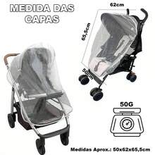 Kit com 2 Capa de Proteção Chuva + Mosquiteiro Para Carrinho De Bebê Modelo Universal - Transparente - Visão 2